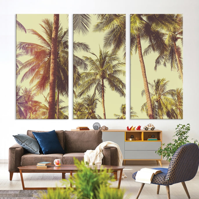 Large Palm Trees in Summer Wall Art Tropical Coast Canvas Print