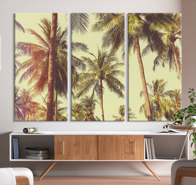 Large Palm Trees in Summer Wall Art Tropical Coast Canvas Print