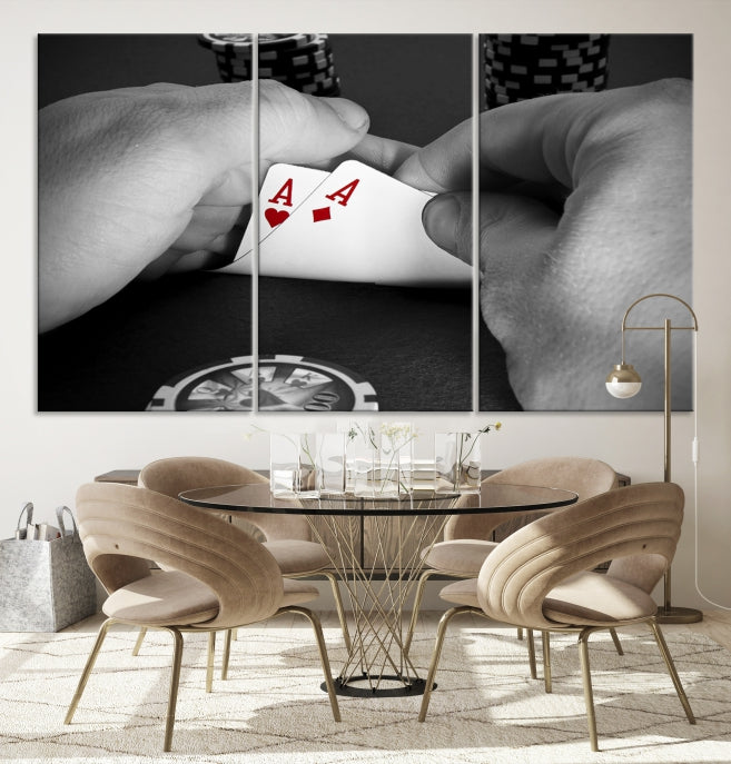 Large Poker Game Playing Cards Ace Wall Art Lucky Aces Canvas Print