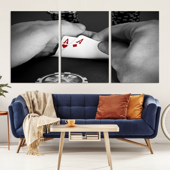 Large Poker Game Playing Cards Ace Wall Art Lucky Aces Canvas Print