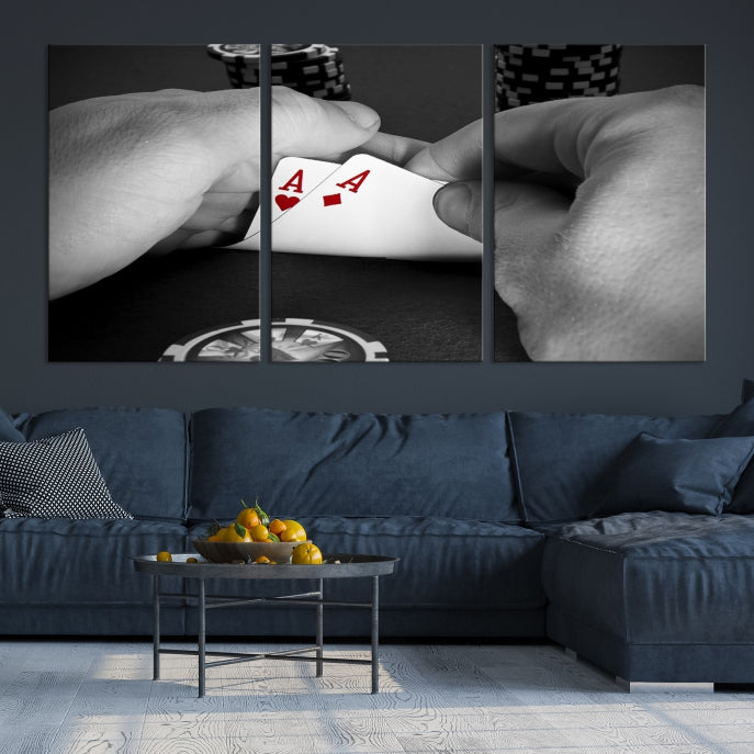 Large Poker Game Playing Cards Ace Wall Art Lucky Aces Canvas Print