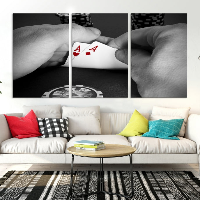 Large Poker Game Playing Cards Ace Wall Art Lucky Aces Canvas Print