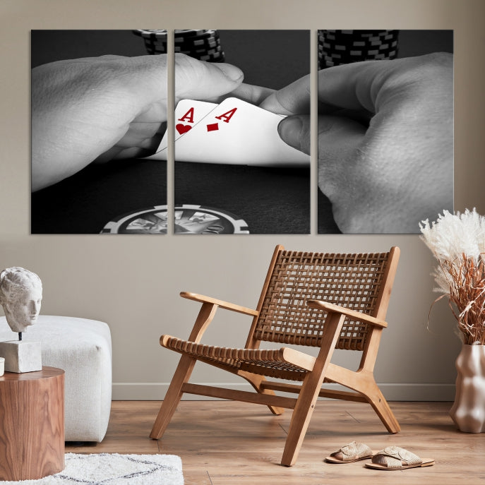 Large Poker Game Playing Cards Ace Wall Art Lucky Aces Canvas Print