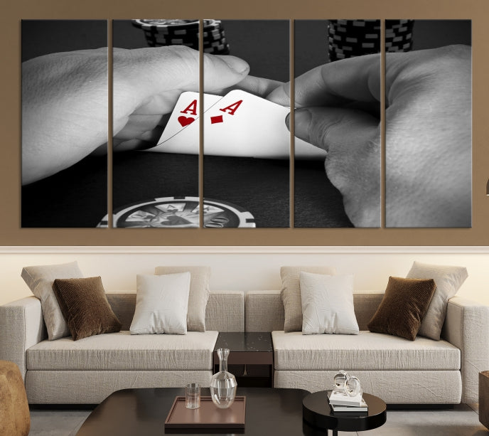 Large Poker Game Playing Cards Ace Wall Art Lucky Aces Canvas Print