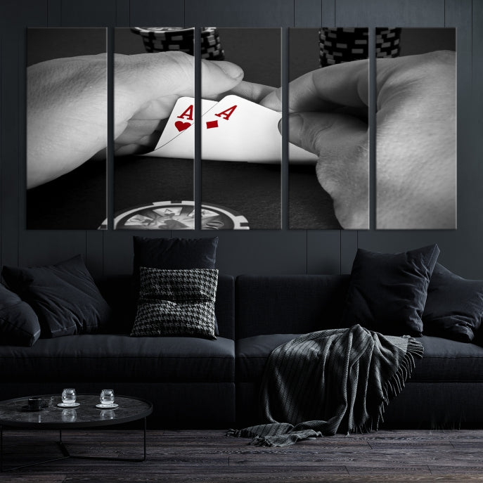 Large Poker Game Playing Cards Ace Wall Art Lucky Aces Canvas Print