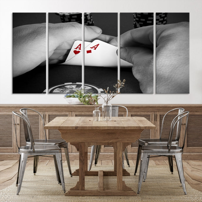 Large Poker Game Playing Cards Ace Wall Art Lucky Aces Canvas Print