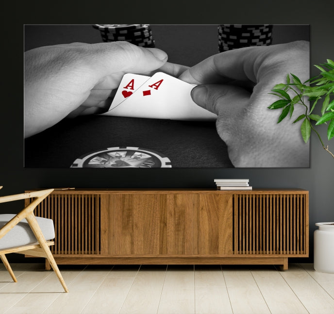 Large Poker Game Playing Cards Ace Wall Art Lucky Aces Canvas Print