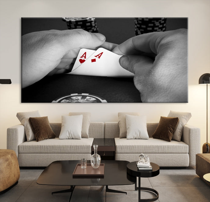 Large Poker Game Playing Cards Ace Wall Art Lucky Aces Canvas Print