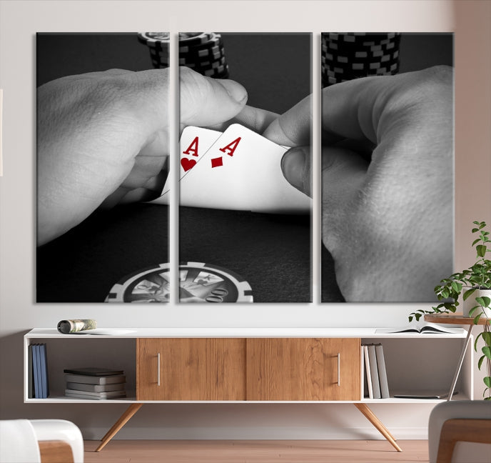 Large Poker Game Playing Cards Ace Wall Art Lucky Aces Canvas Print