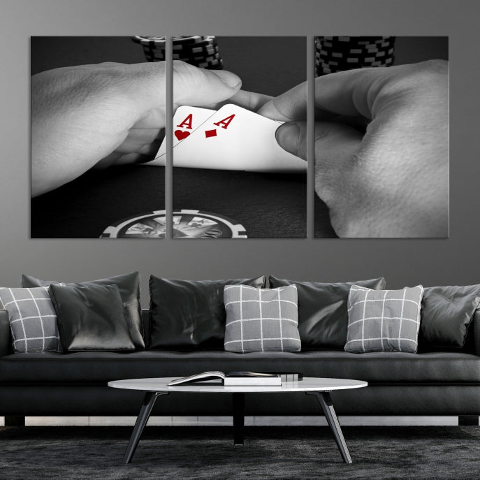 Large Poker Game Playing Cards Ace Wall Art Lucky Aces Canvas Print