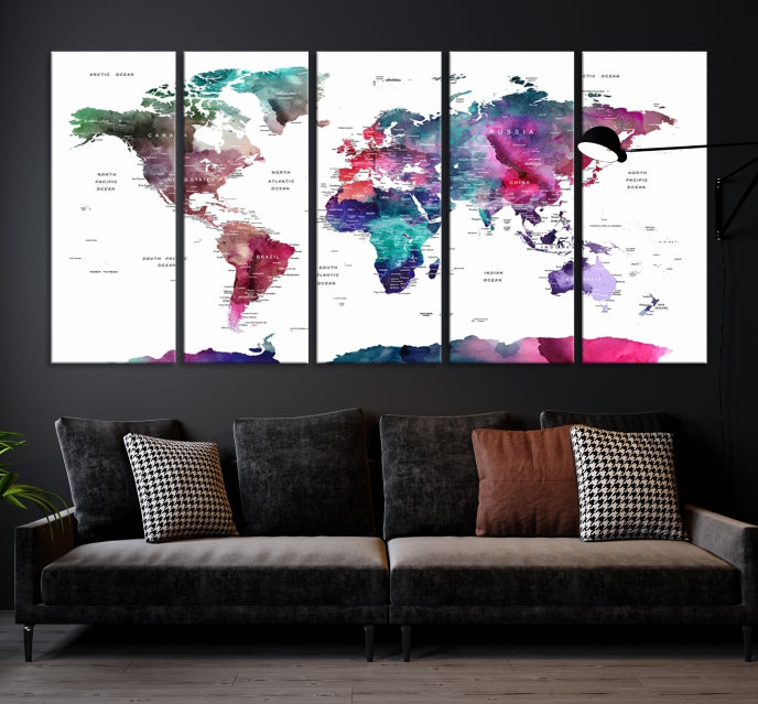 Large Push Pin Travel Map Wall Art World Map Poster Canvas Print