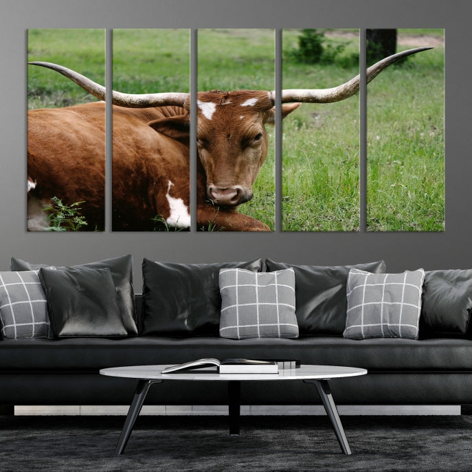 Large Texas Longhorn Cow Wall Art Animal Canvas Print