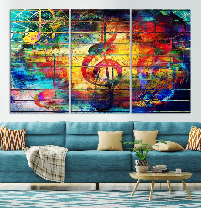 Large Treble Clef Wall Art Abstract Music Canvas Art Print