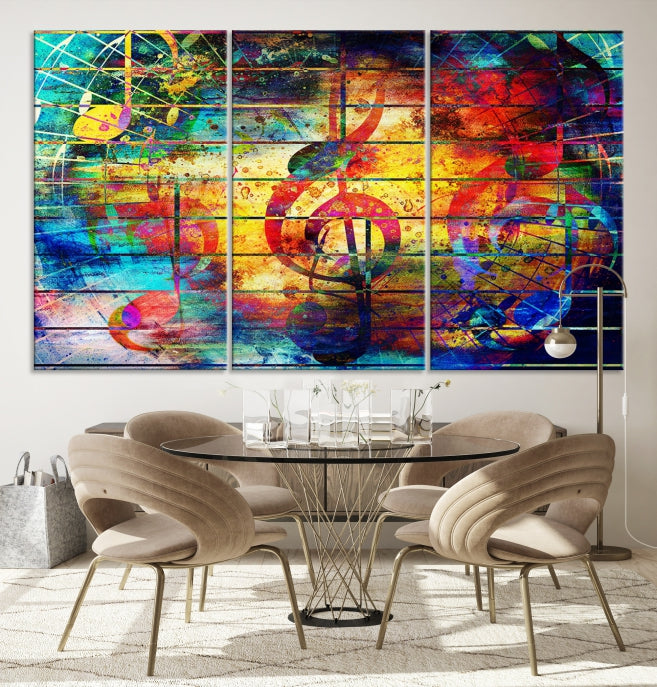 Large Treble Clef Wall Art Abstract Music Canvas Art Print