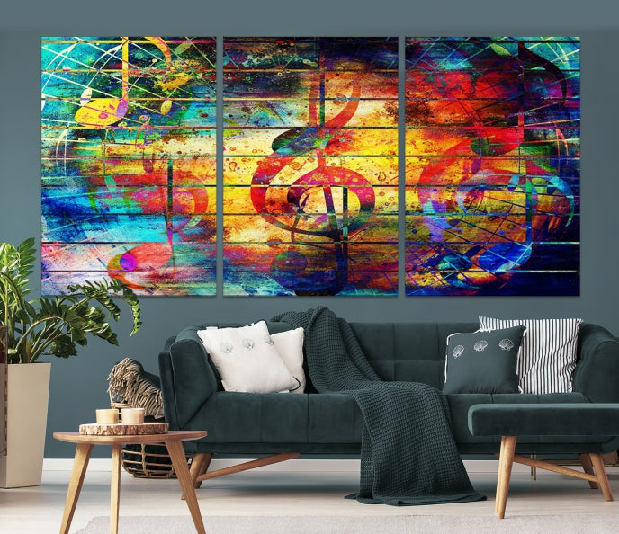 Large Treble Clef Wall Art Abstract Music Canvas Art Print