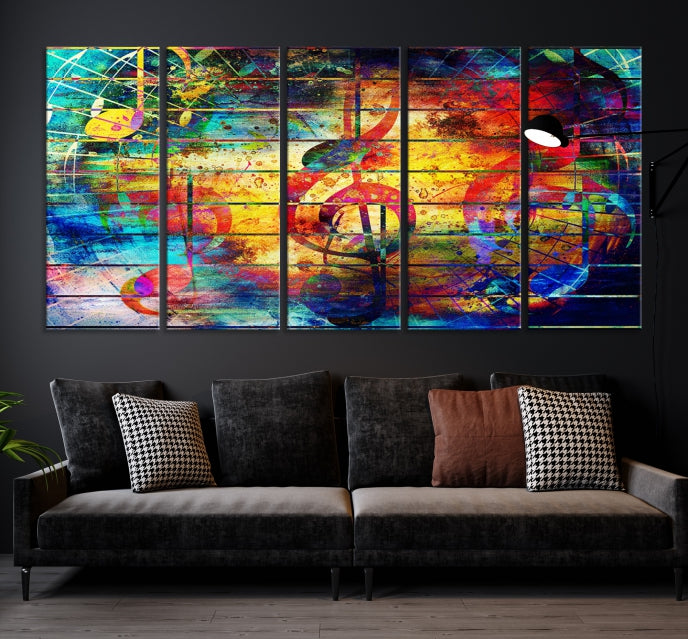 Large Treble Clef Wall Art Abstract Music Canvas Art Print