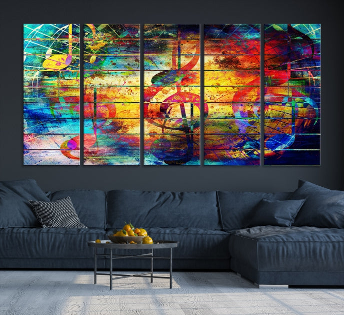 Large Treble Clef Wall Art Abstract Music Canvas Art Print