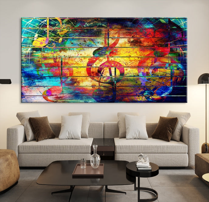 Large Treble Clef Wall Art Abstract Music Canvas Art Print