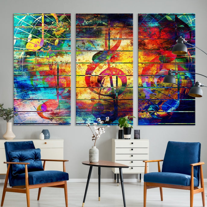 Large Treble Clef Wall Art Abstract Music Canvas Art Print