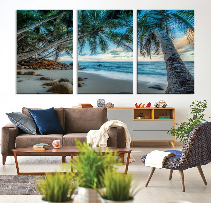 Large Tropical Beach Wall Art Ocean Canvas Print