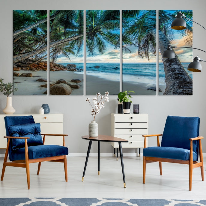 Large Tropical Beach Wall Art Ocean Canvas Print