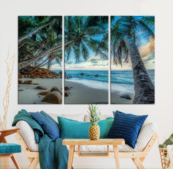 Large Tropical Beach Wall Art Ocean Canvas Print