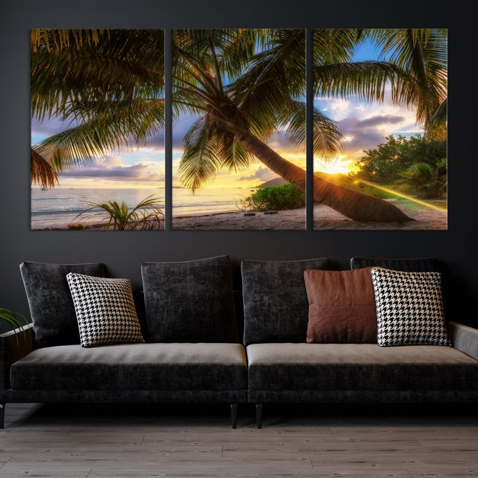 Large Tropical Beach Wall Art Ocean Sunset Canvas Print