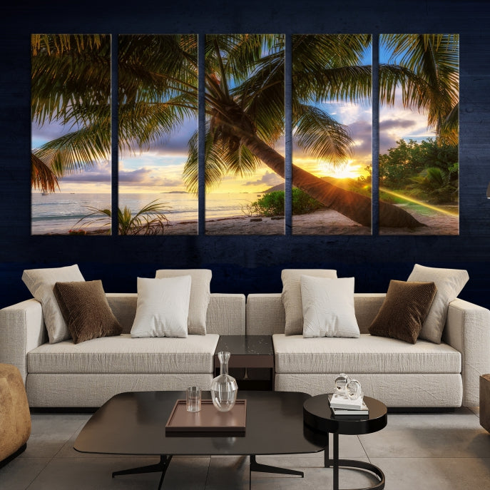 Large Tropical Beach Wall Art Ocean Sunset Canvas Print