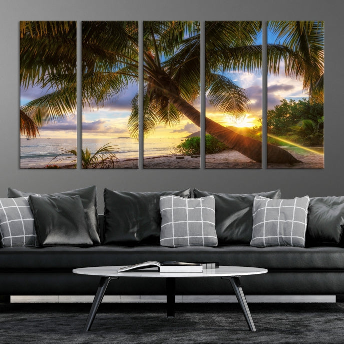 Large Tropical Beach Wall Art Ocean Sunset Canvas Print