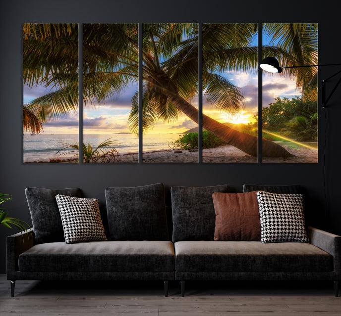 Large Tropical Beach Wall Art Ocean Sunset Canvas Print