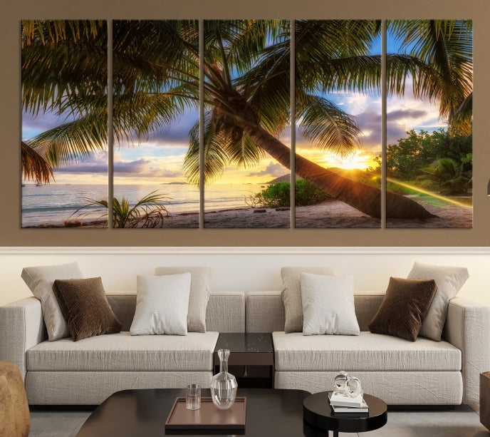 Large Tropical Beach Wall Art Ocean Sunset Canvas Print