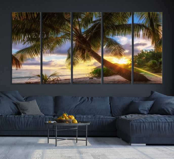 Large Tropical Beach Wall Art Ocean Sunset Canvas Print