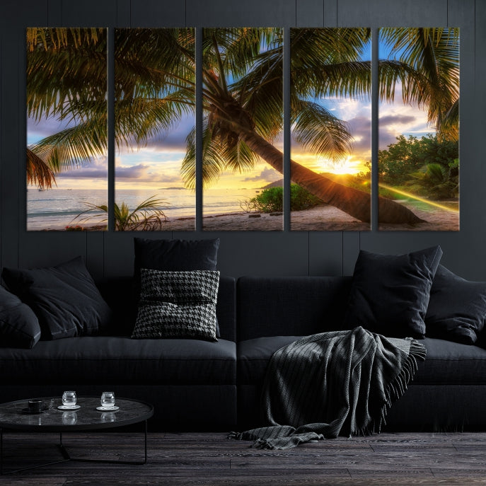 Large Tropical Beach Wall Art Ocean Sunset Canvas Print