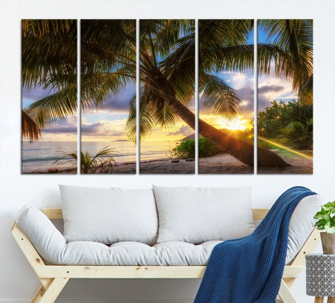 Large Tropical Beach Wall Art Ocean Sunset Canvas Print