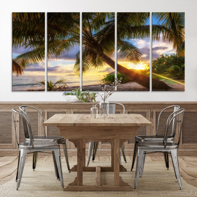 Large Tropical Beach Wall Art Ocean Sunset Canvas Print