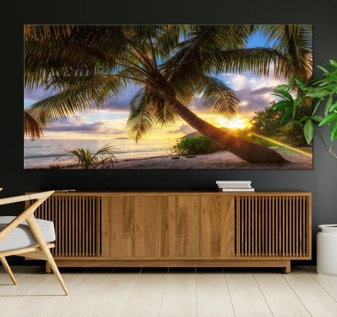 Large Tropical Beach Wall Art Ocean Sunset Canvas Print