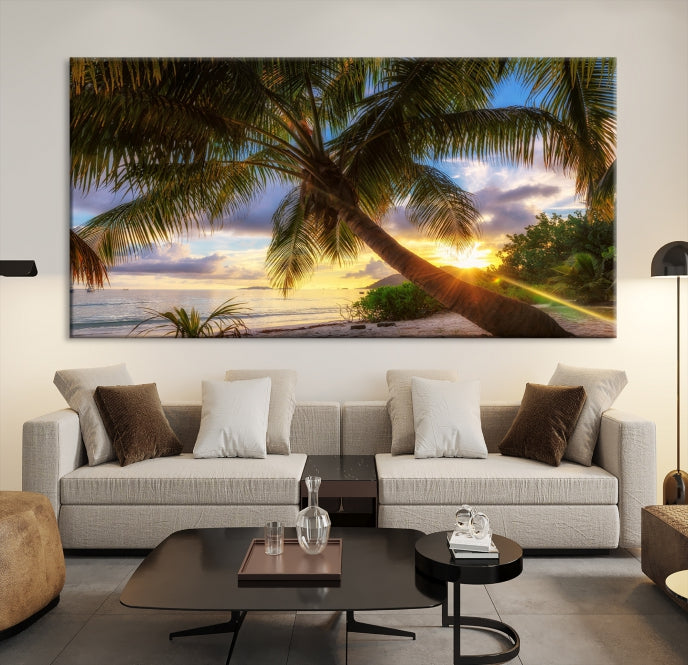 Large Tropical Beach Wall Art Ocean Sunset Canvas Print