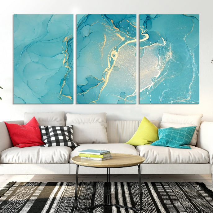 Large Turquoise Abstract Canvas Wall Art Abstract Print