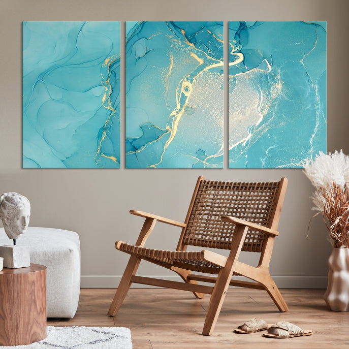 Large Turquoise Abstract Canvas Wall Art Abstract Print