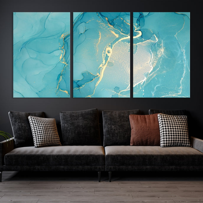 Large Turquoise Abstract Canvas Wall Art Abstract Print