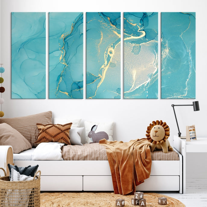 Large Turquoise Abstract Canvas Wall Art Abstract Print