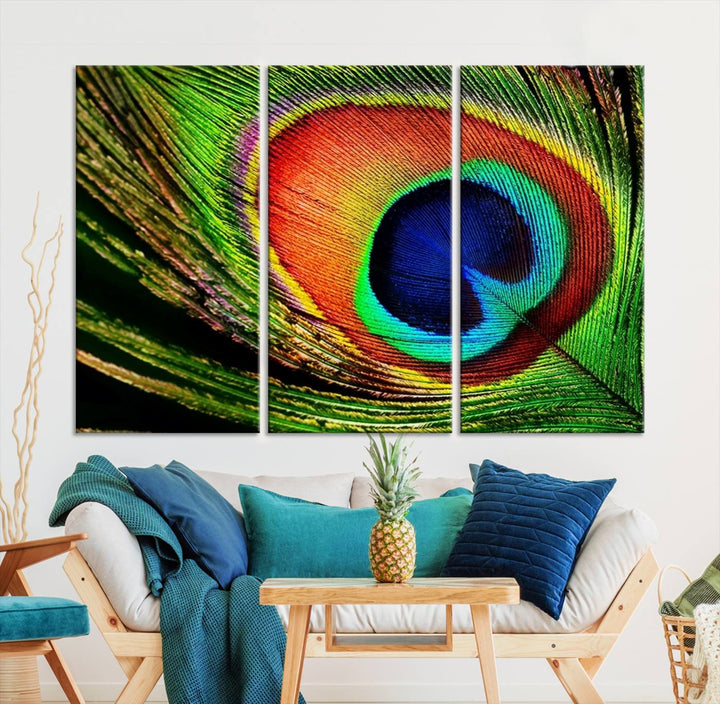 Large Wall Art Animal Canvas PrintBeautiful Peacock Wings Canvas