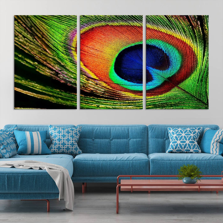 Large Wall Art Animal Canvas PrintBeautiful Peacock Wings Canvas