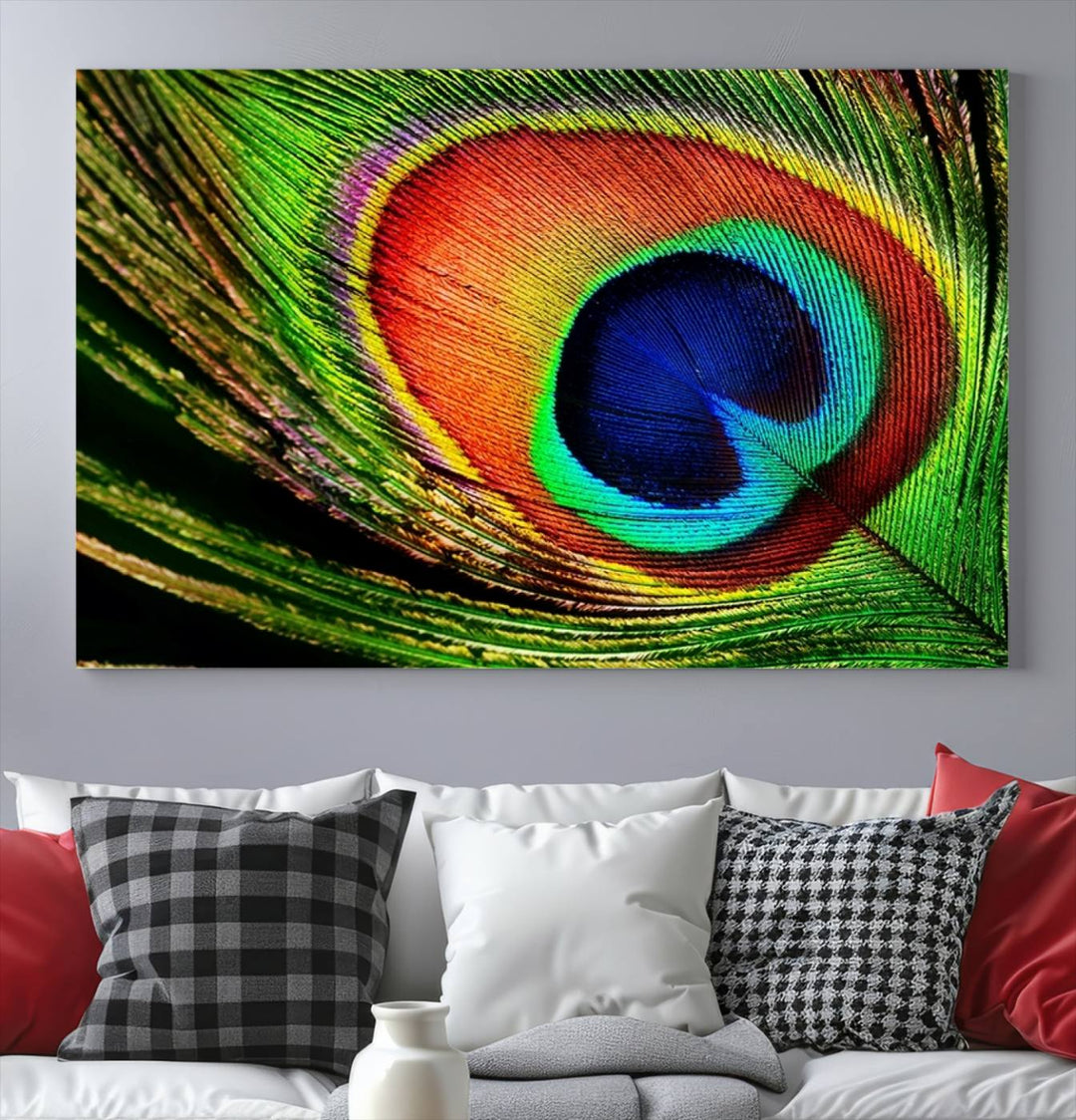 Large Wall Art Animal Canvas PrintBeautiful Peacock Wings Canvas