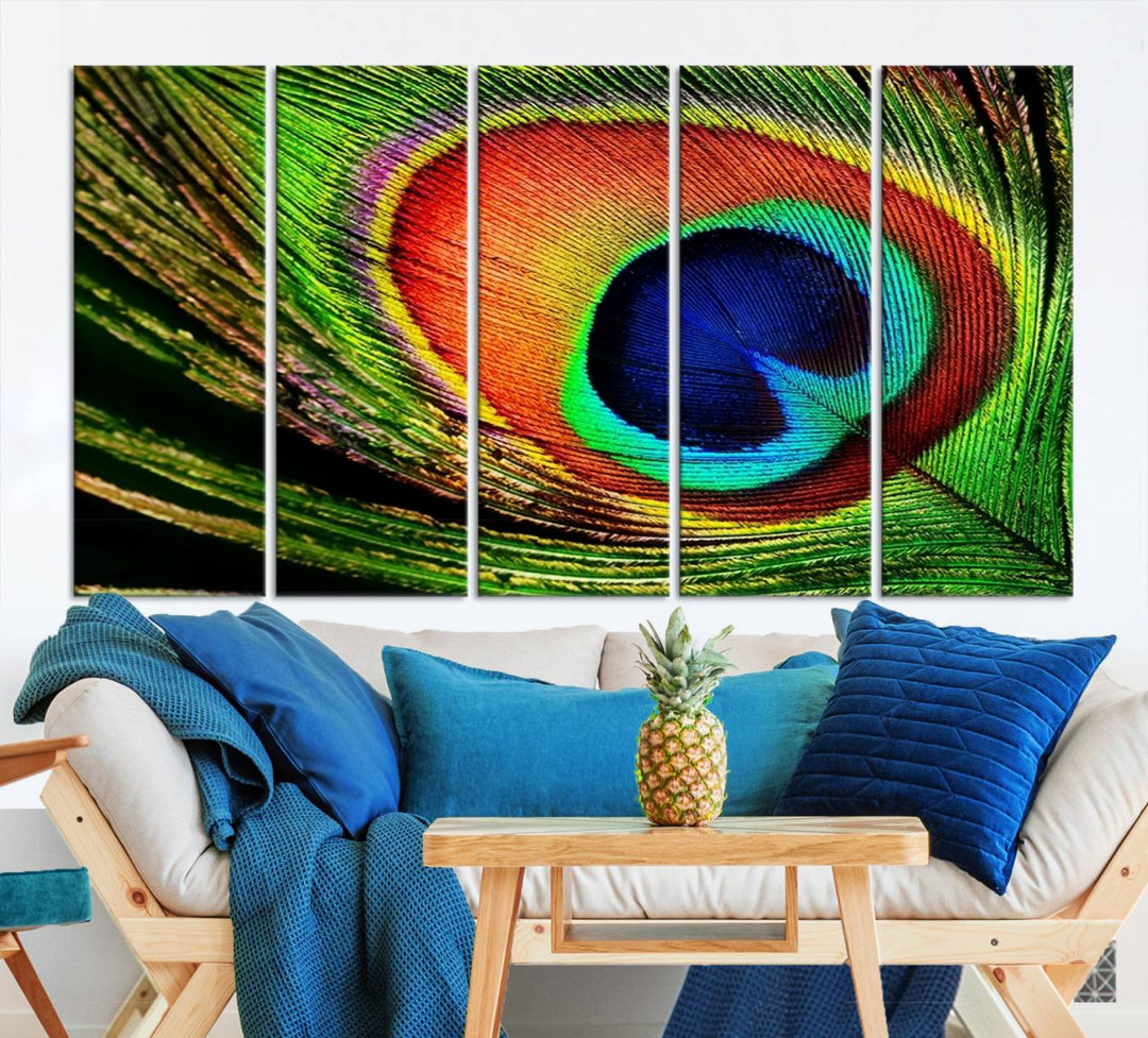 Large Wall Art Animal Canvas PrintBeautiful Peacock Wings Canvas