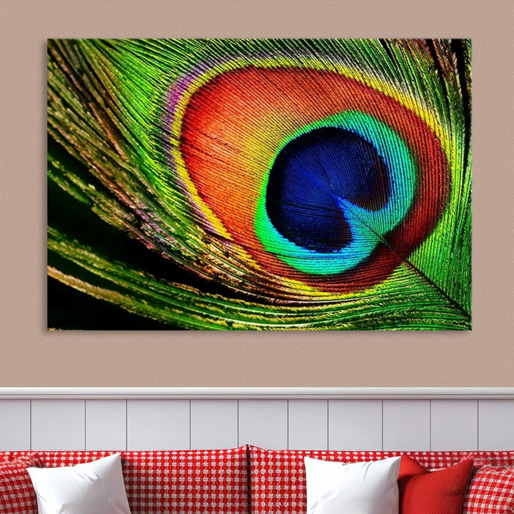 Large Wall Art Animal Canvas PrintBeautiful Peacock Wings Canvas