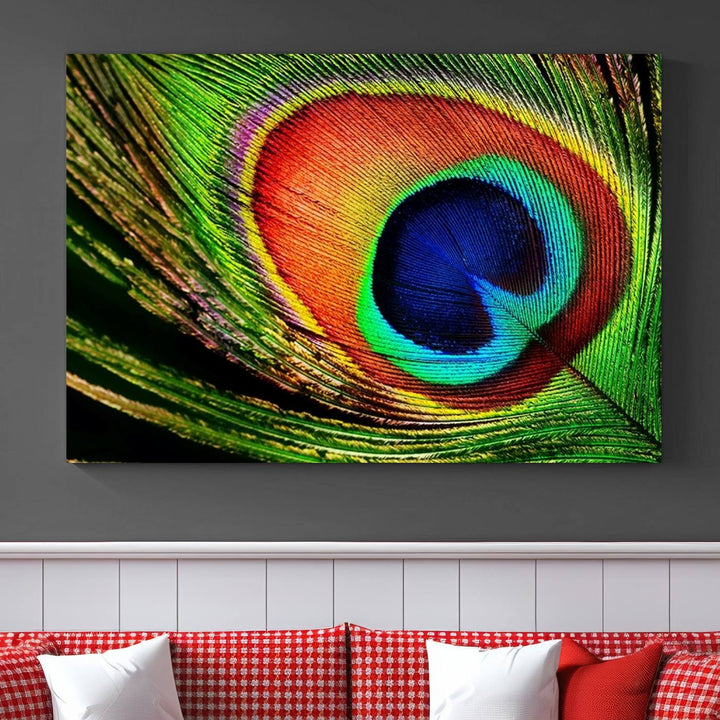 Large Wall Art Animal Canvas PrintBeautiful Peacock Wings Canvas