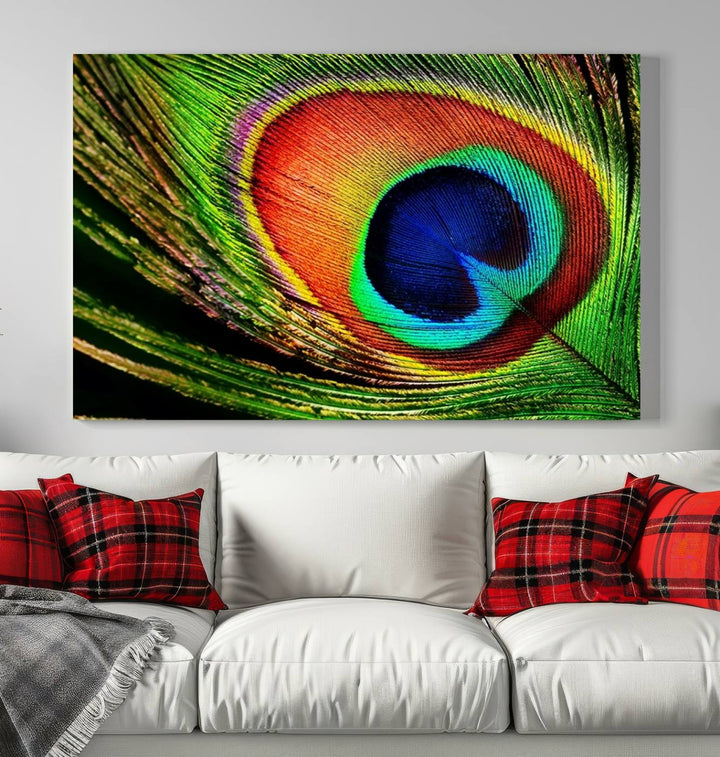 Large Wall Art Animal Canvas PrintBeautiful Peacock Wings Canvas