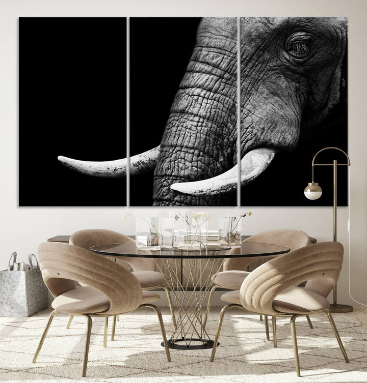 Large Wall Art Animal Canvas PrintClose Taken Elephant with Big Ivories