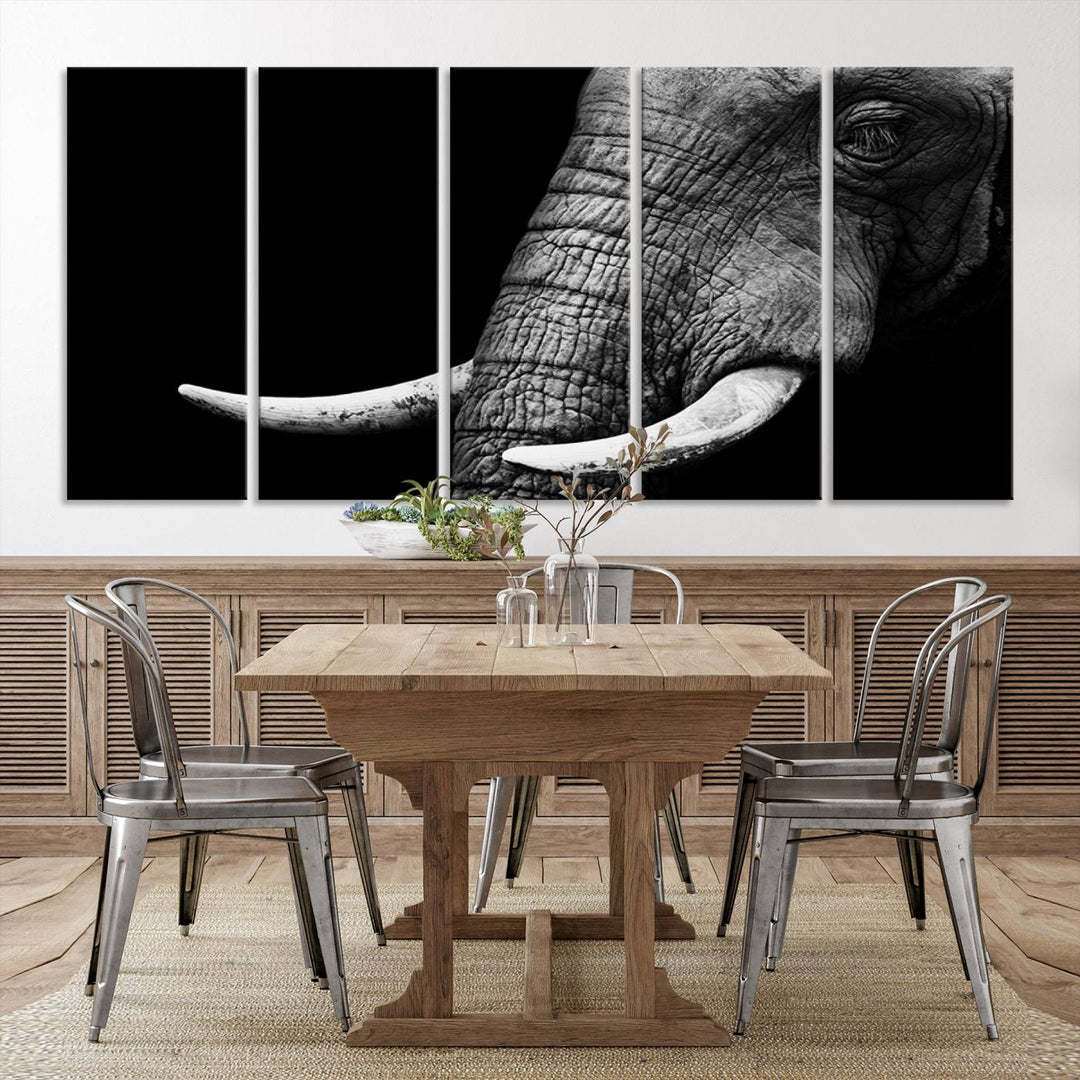 Large Wall Art Animal Canvas PrintClose Taken Elephant with Big Ivories